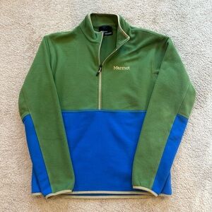 Marmot Men's Rocklin 1/2-Zip Fleece Pullover Size Medium blue and green
